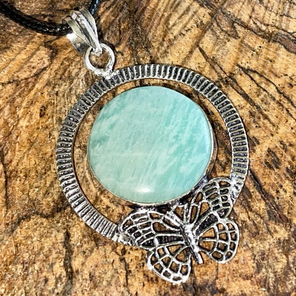 Amazonite Butterfly Pendant 2 1/2” - Picture 7 of 8